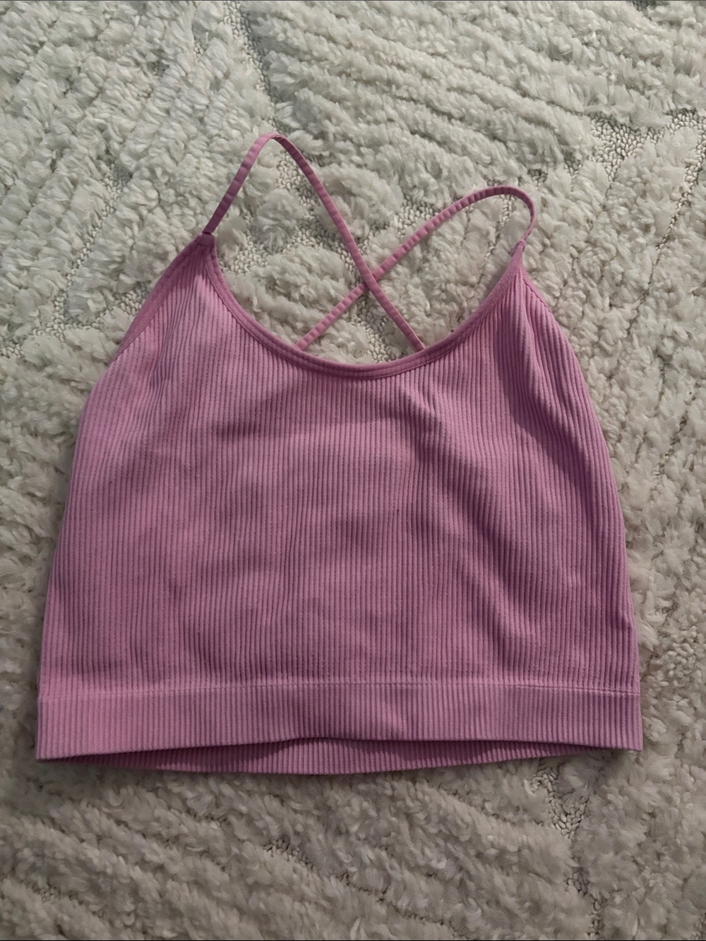 Lilac Ribbed Strappy Crop Tank Top